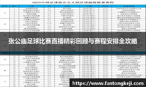 张公庙足球比赛直播精彩回顾与赛程安排全攻略