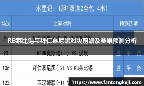 RB莱比锡与拜仁慕尼黑对决前瞻及赛果预测分析